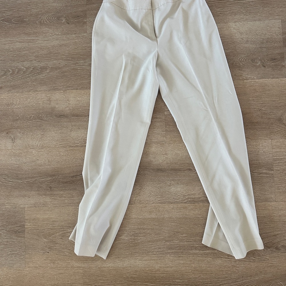 Ann Taylor Cream Straight-Leg Trousers